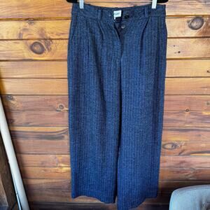 CAWLEY |  Mara Japanese Wool Linen Navy Herringbone Pants Trouser Size Medium